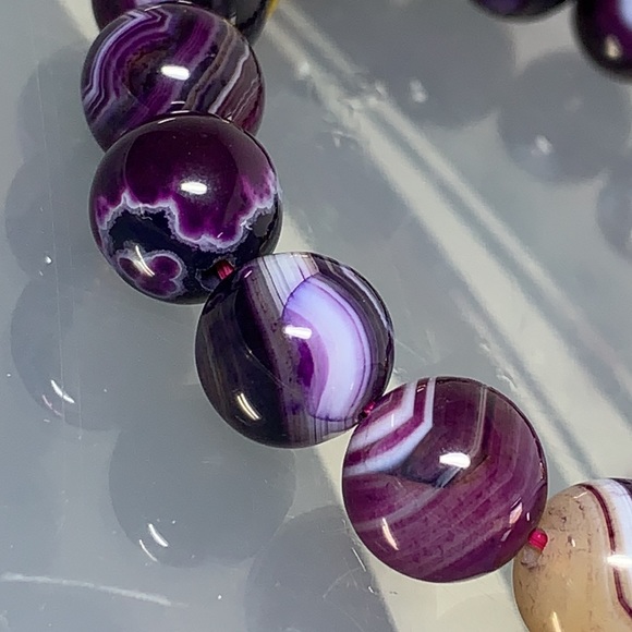 BANDED AGATE STONES NATURAL BRACELET size 6” - Picture 3 of 7